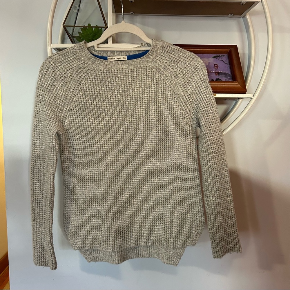 Marine Layer Women’s XS Extra Small Gray Grey Ribbed Crewneck Sweater
